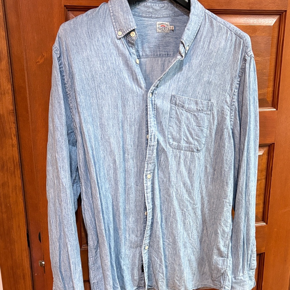 Faherty Men's Blue Denim Shirt